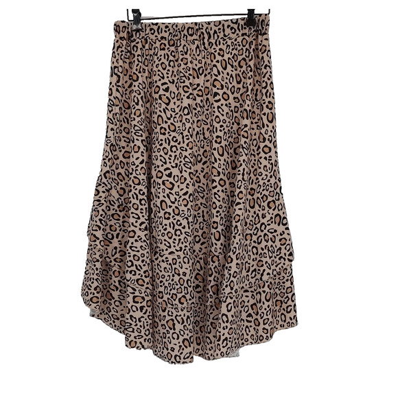 Unbranded Woman's Hi Low Hem Leopard Print Pull on Flare Skirt colorful Retro - Picture 2 of 7